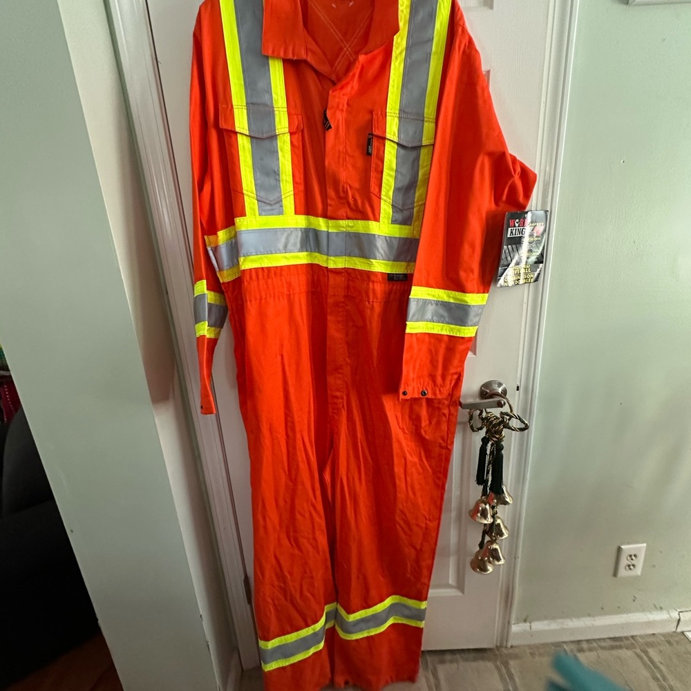 Work King Safety High-Visibility Orange Coverall with Reflective Stripes